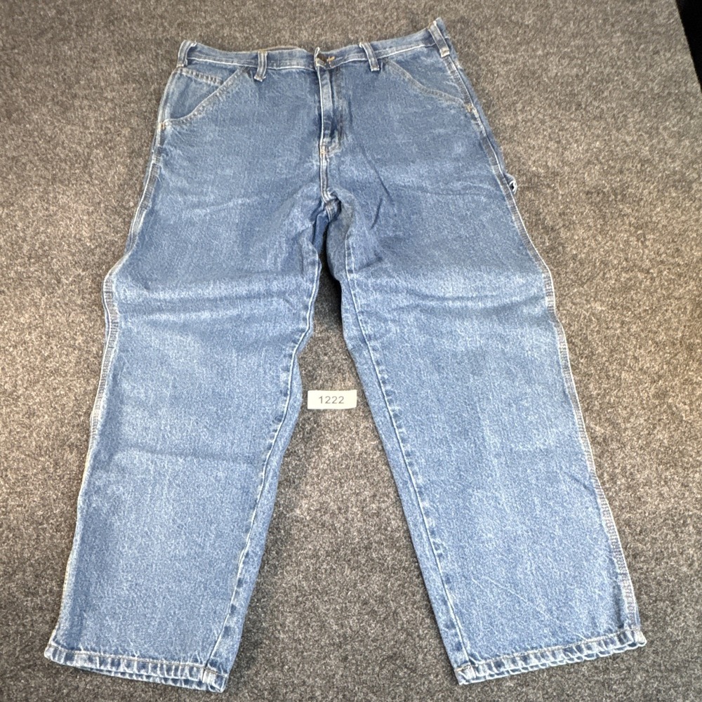 Rugged Wear Mens Blue Denim Straight Leg Jeans Reg Fit Mid-Rise Med Wash 36x32